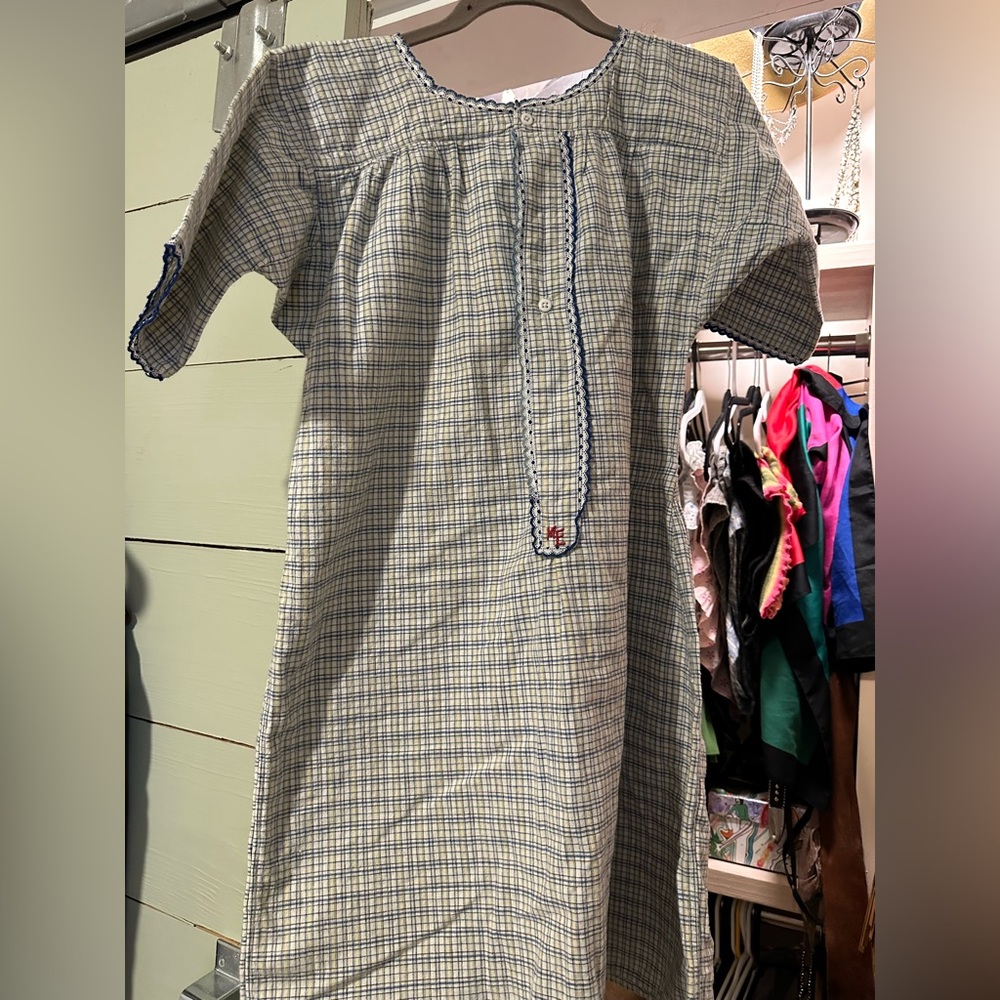 Antique 1890s plaid sleepwear (modern SMALL)